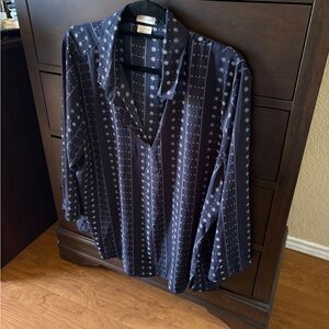 Van Heusen Navy Blue Patterned Blouse